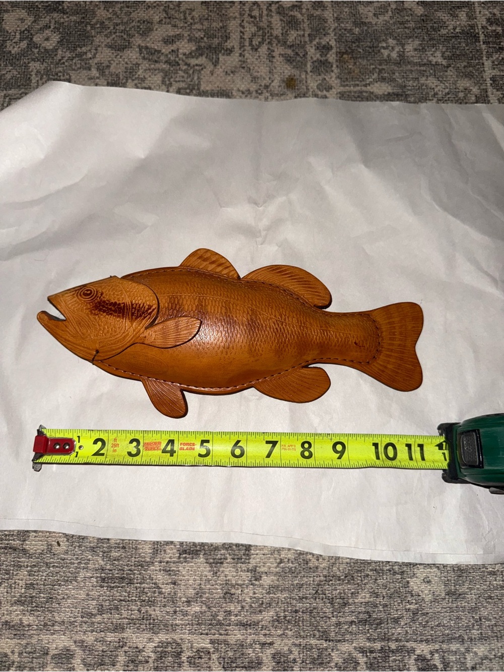Handmade Leather Trout Fish Wall Sculpture by Lance Marshall Signed  11.5” Rare